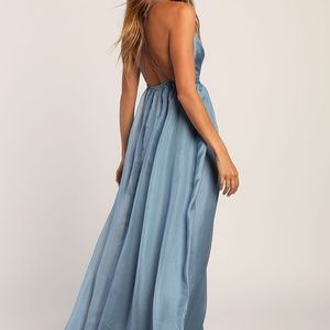 Effortless Evening Slate Blue Sleeveless Maxi Dress